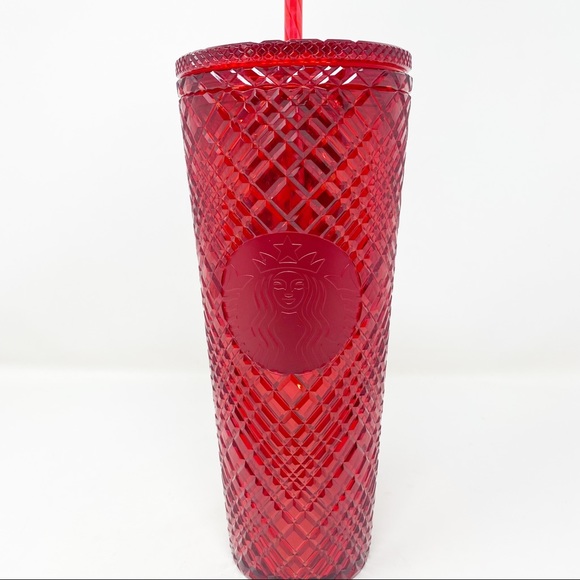 STARBUCKS LIMITED EDITION Red Jeweled Cold Cup Tumbler - Picture 4 of 13